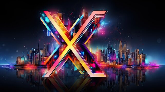 X Letter Digitally Generated Abstract Technology Background - Powered by Adobe