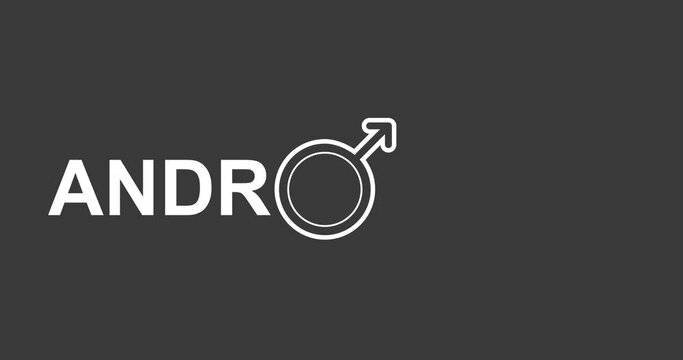 Andropause theme typography animation. Male symbol with text and pause sign