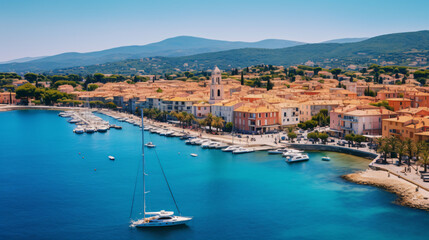 Aerial View of the city of Saint-Tropez Provence