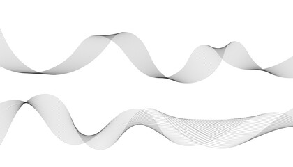 Abstract wave element for design. Digital frequency track equalizer. Stylized line art background. Vector illustration. Wave with lines created using blend tool. Curved wavy line, smooth stripe.