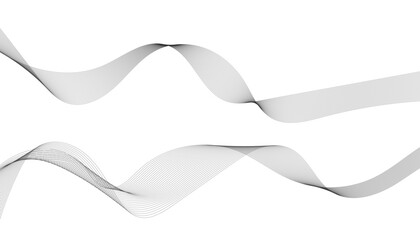 Abstract wave element for design. Digital frequency track equalizer. Stylized line art background. Vector illustration. Wave with lines created using blend tool. Curved wavy line, smooth stripe.