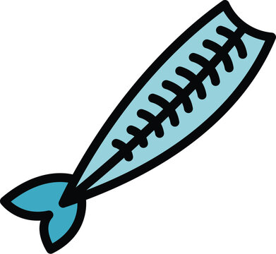 Cod herring icon outline vector. Fishing hand. Raw smoked color flat