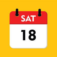 calender icon, 18 saturday icon with yellow background