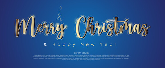 vector illustration merry christmas and happy new year golden lettering banner design template,use for christmas card and advertising design.dark blue color creative and modern backdrop design.