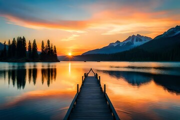 Fototapeta premium sunrise over lake
