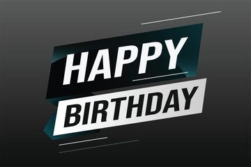 happy birthday word concept vector illustration with lines modern futuristic 3d style for landing page template web mobile app poster banner flyer background gift card coupon label wallpaper	