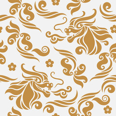 Seamless pattern with Dragons. Symbol of 2024. Year of the Dragon.