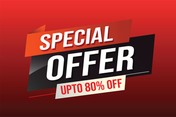 Special offer word concept vector illustration red modern futuristic 3d style for landing page template ui web mobile app poster banner flyer background gift card coupon label wallpaper	