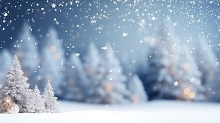 Fototapeta na wymiar Winter background with snowflakes and bokeh effect. Christmas background