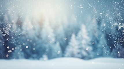 Winter background with snowflakes and bokeh effect. Christmas background