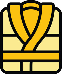 Dressing gown icon outline vector. Towel fabric. Textile pile color flat