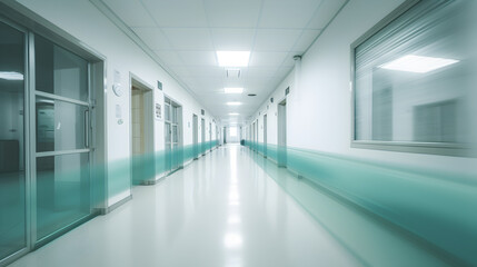 Blur Hospital corridor with rooms