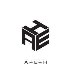 ahe logo design initial letter box geometric