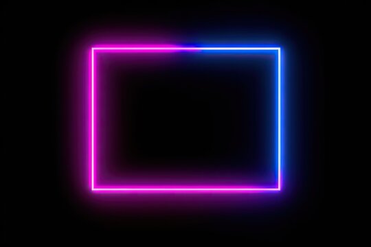 illustration light tone Empty Blue rendering motion 3D frame neon element color background Square pink isolated rectangle overlay black space graphic two picture moveing copy