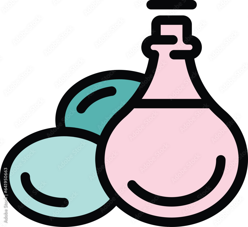 Poster flask spa icon outline vector. towel blanket. rag textile color flat