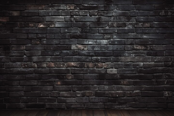 Black brick wall dark background for design.
