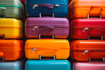 Detail of colorful modern suitcase. Closeup of suitcase. Traveling concept.