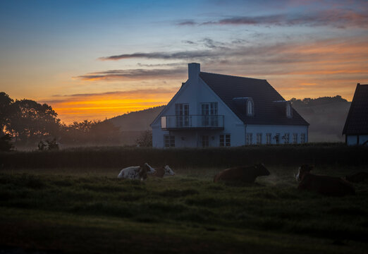 sunset in the village