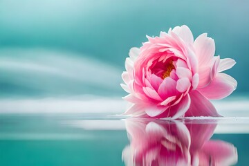 pink lotus flower on blue background