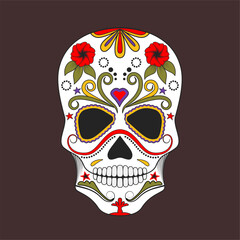 Sugar skull with colorful decoration.Day of the Dead symbol.Mexican Celebration Colorful Sugar Skull Symbol