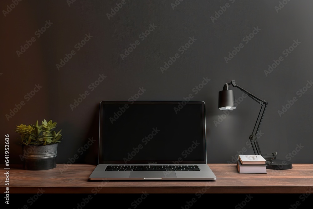 Poster design clear i dark desk ceramic designer copy creative laptop home trendy space workplace camera op