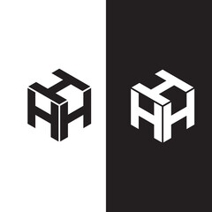 hhh logo design box geometric shape minimalist