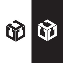 u logo design box geometric shape minimalist