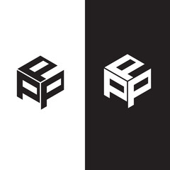 p logo design box geometric shape minimalist