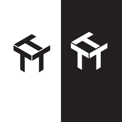 t logo design box geometric shape minimalist