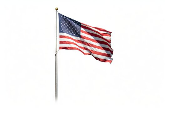 banner us country isolated red waving blue america symbol pole patriotism white national background white United us american States wind background isolated flag flag pole fre waving flag pole star