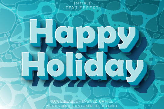 Happy Holiday Editable Text Effect 3d Emboss Flat Style
