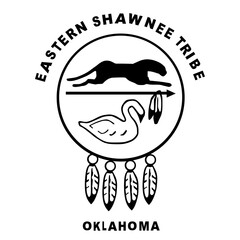 Circle badge Indian flag Eastern Shawnee tribe of Oklahoma vector illustration isolated. Symbol of native people in America. Button Eastern Shawnee clan roundel emblem banner. Reservation in USA. 