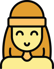 Bedouin woman icon outline vector. Arab desert. Arabic camel color flat