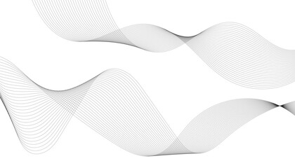 Abstract wave element for design. Digital frequency track equalizer. Stylized line art background. Vector illustration of wavy lines. Black and gray color.