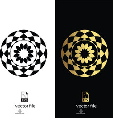golden & black mandala design vector