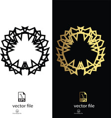 golden & black mandala design vector