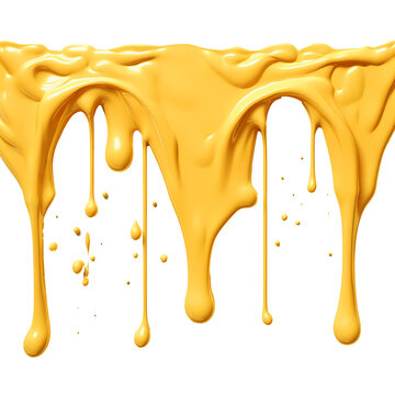 Melted cheese border on transparent background. Generative ai design png concept.