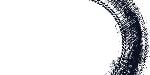 Drift background monochrome with texture wheel marks and drift in skidding, rounded tire marks. Vector isolated texture. © Muhammad Muhdi