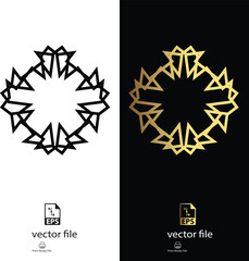 golden & black mandala design vector