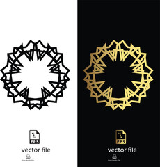 golden & black mandala design vector