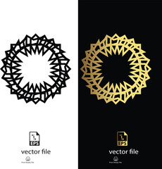 golden & black mandala design vector