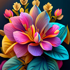 beauty of nature with a colorful hibiscus pattern in a whimsical and playful drawing style, featuring the exotic flowers in bold and striking designs generative AI