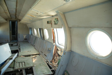 Inside interior view of abandoned plane.