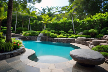 Beautiful natural stone swimming pool and relaxing spa centre in nature.