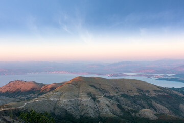 Fototapeta na wymiar Amazing view from the top of Pantokrator mountain in Corfu, Greece