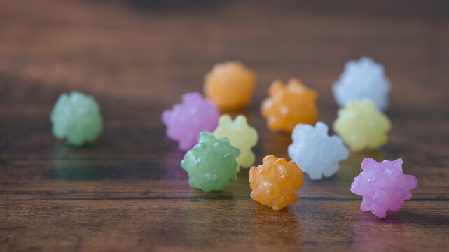 Hard round candy called "Konpeito"