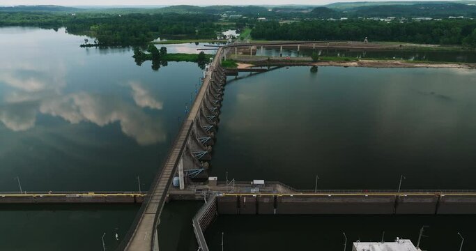 Aerial View Big Dam Bridge - Murray Bridge In North Little Rock, Arkansas, USA.
