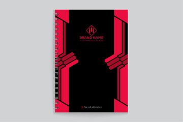 Corporate red and black color notebook cover design