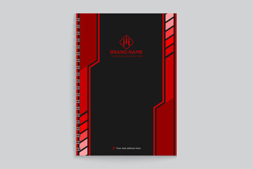 Corporate red and black color notebook cover design