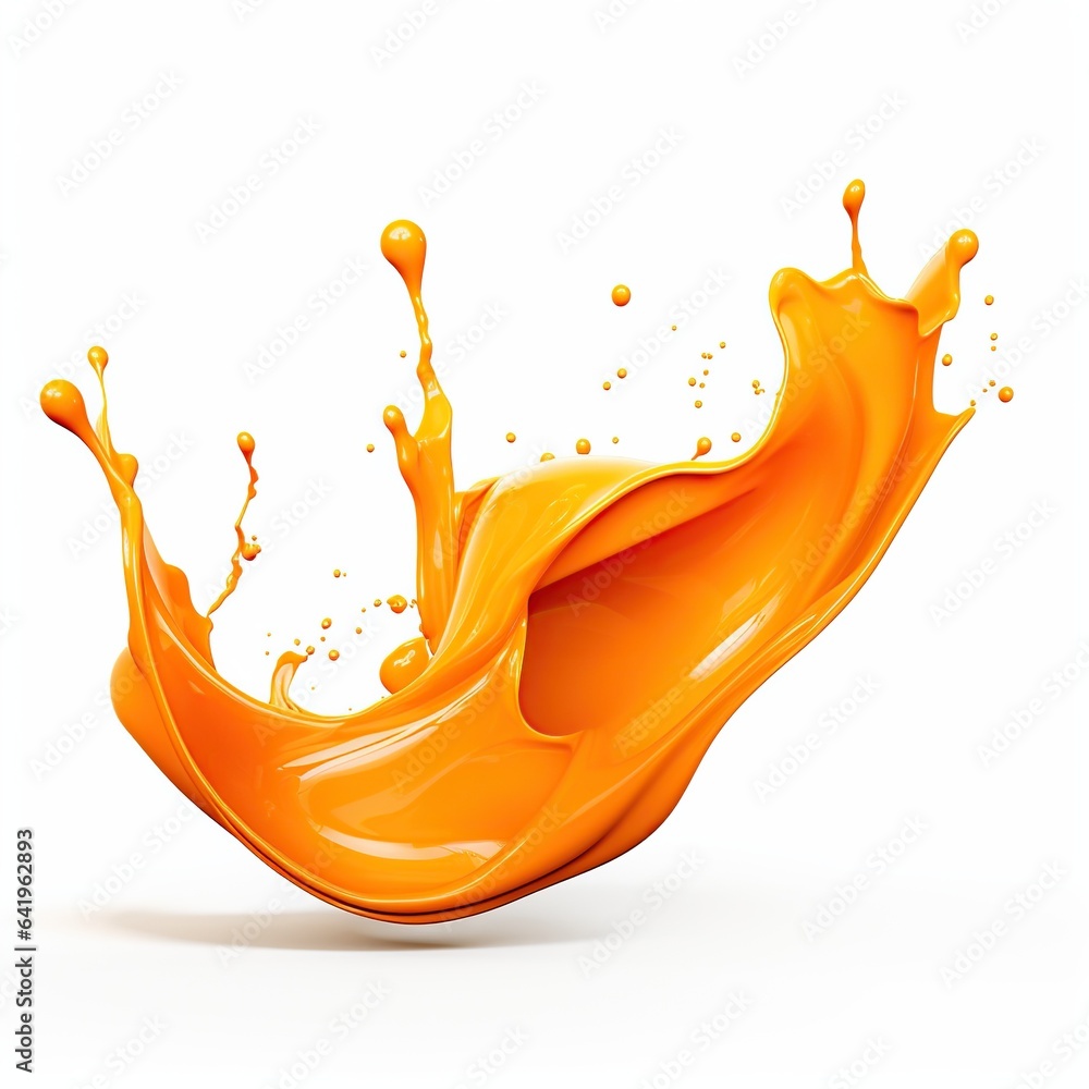 Poster 3d orange paint splat isolated object in white background